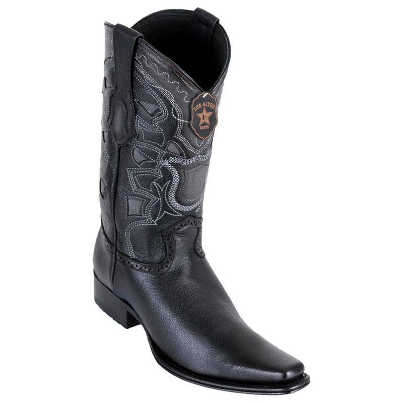 Los Altos Boots Mens #762705 European Square Toe | Genuine Grisly Boots | Color Black