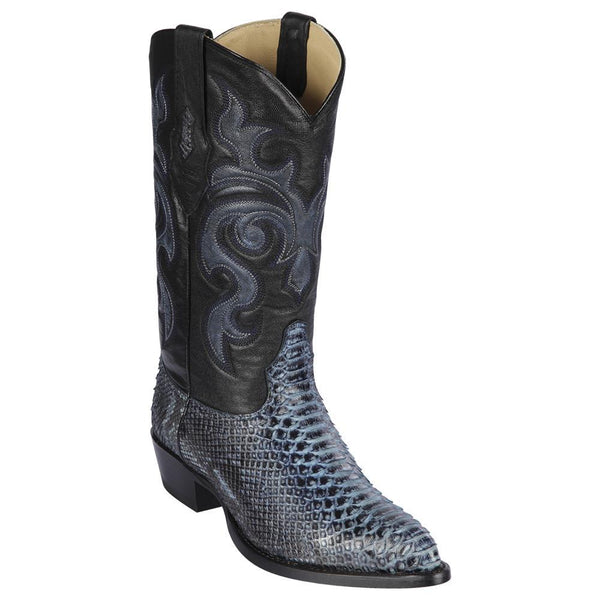 Los Altos Boots Mens #995782 J Toe | Genuine Python Snakeskin Boots | Color Rustic Blue