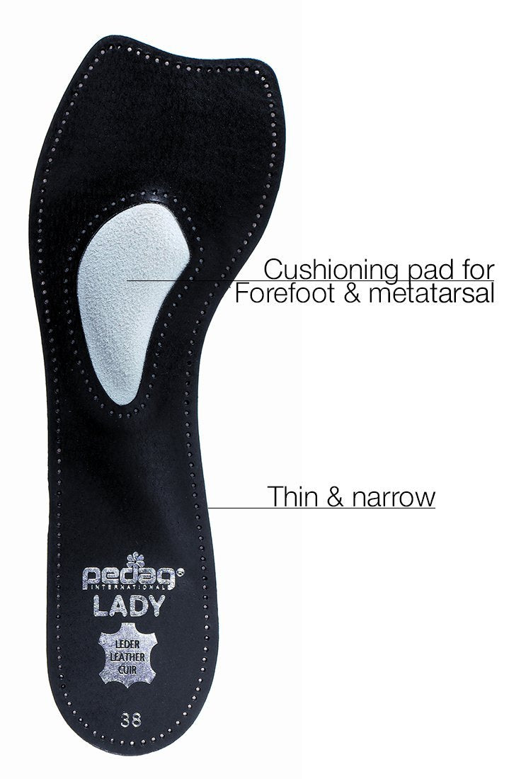 Pedag Black Lady 3/4 Leather Insoles #PEDLADYB - One Pair