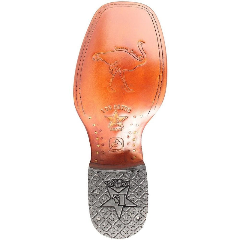 Los Altos Boots Mens #8220351 Wide Square Toe | Genuine Ostrich Leather Boots | Color Honey
