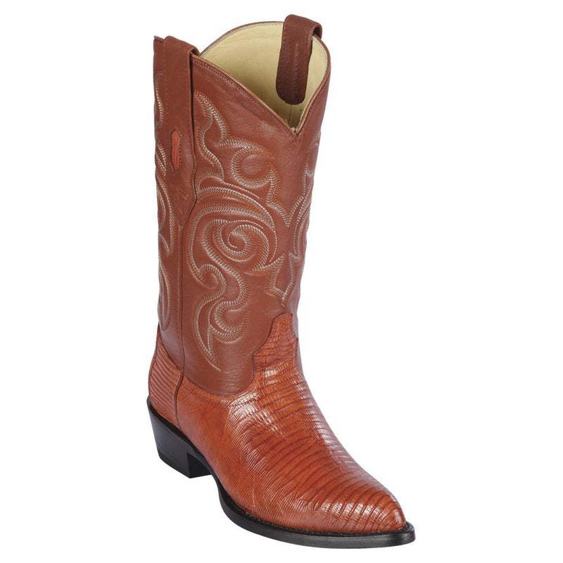 Los Altos Boots Mens #990703 J Toe | Genuine Teju Lizard Boots | Color Cognac