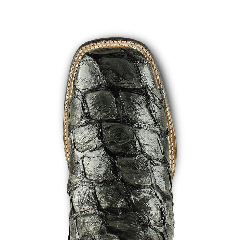 Los Altos Boots Mens #8221009 Wide Square Toe | Genuine Pirarucu Fish Boots | Color Gray