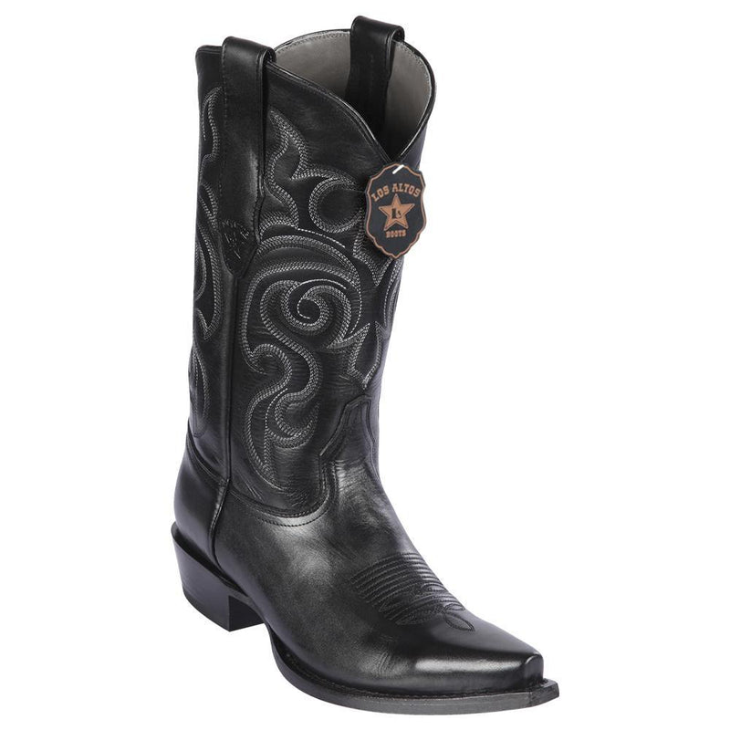 Los Altos Boots Mens #943805 Snip Toe | Genuine Pull Up Leather Boots | Color Black