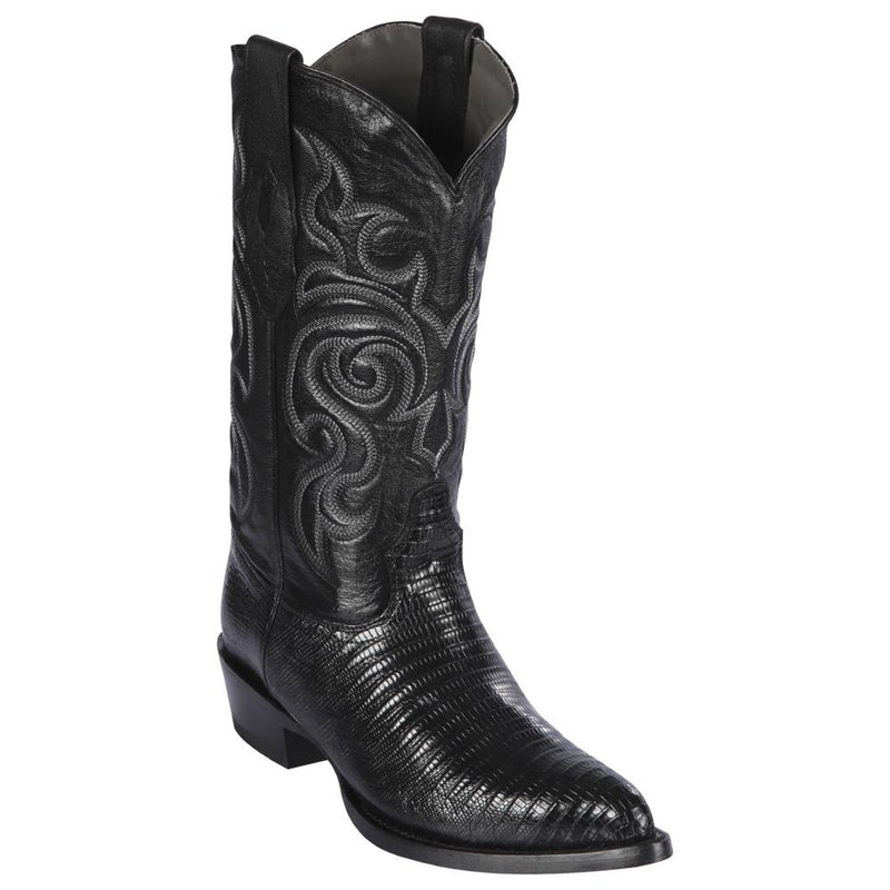 Los Altos Boots Mens #990705 J Toe | Genuine Teju Lizard Boots | Color Black