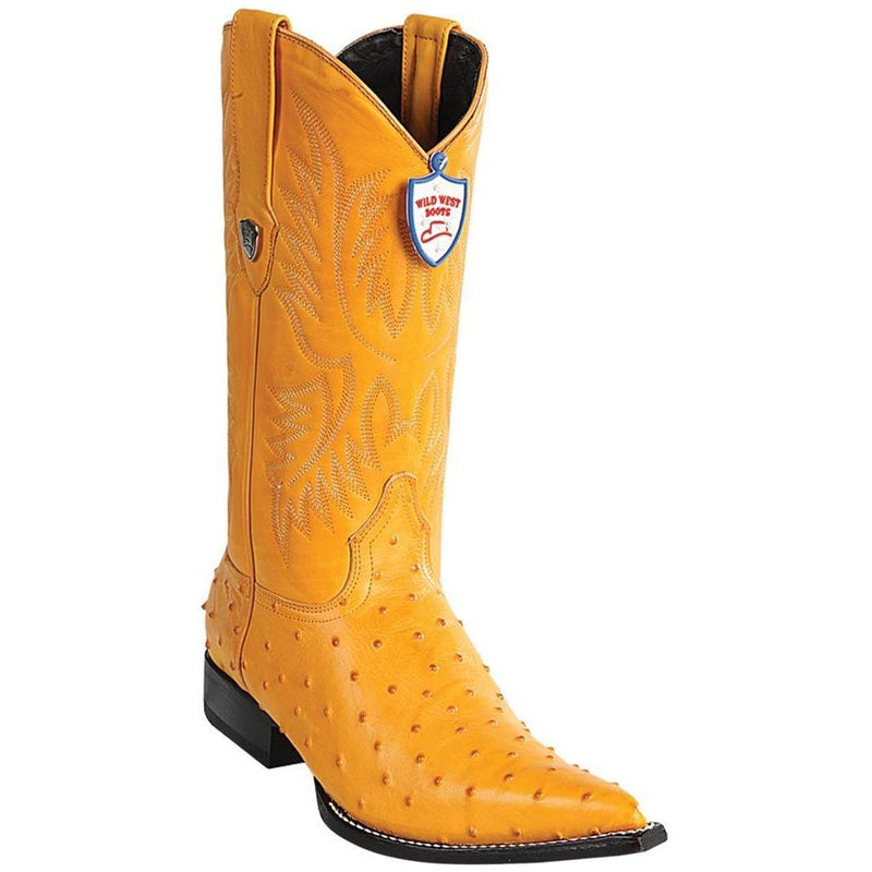 Wild West Boots #6950302 Men's | Color Buttercup | Men’s Wild West Ostrich Print Boots 3X Toe Handcrafted
