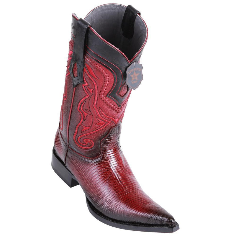 Los Altos Boots Mens #9530643 3X Toe | Genuine Lizard Leather Boots | Color Faded Burgundy