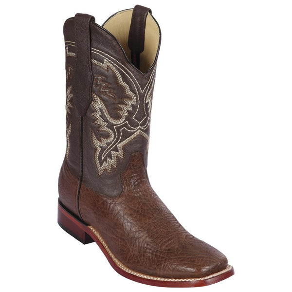 Los Altos Boots Mens #8223107 Wide Square Toe | Genuine Bull Shoulder Leather Boots | Color Brown