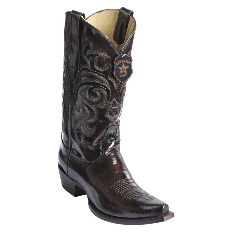 Los Altos Boots Mens #944207 Snip Toe | Genuine Chamaleon Leather Boots | Color Brown