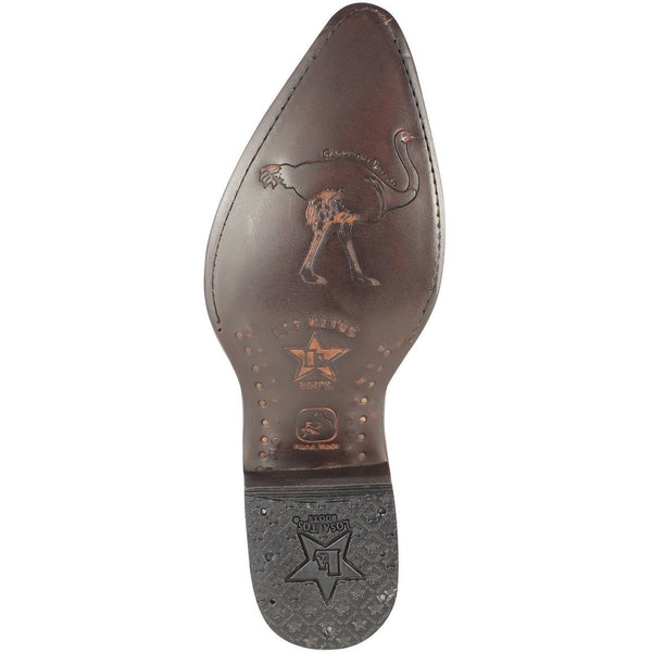 Los Altos Boots Mens #999707 J Toe | Genuine Smooth Ostrich Boots | Color Brown