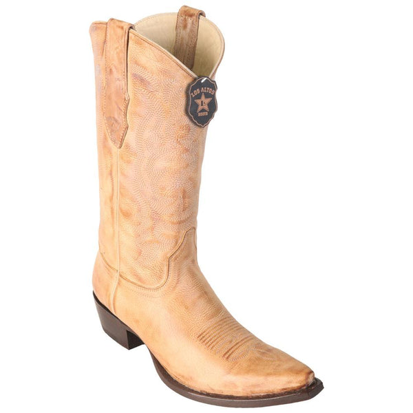 Los Altos Boots Mens #943651 Snip Toe | Genuine Vintage Leather Boots | Color Honey