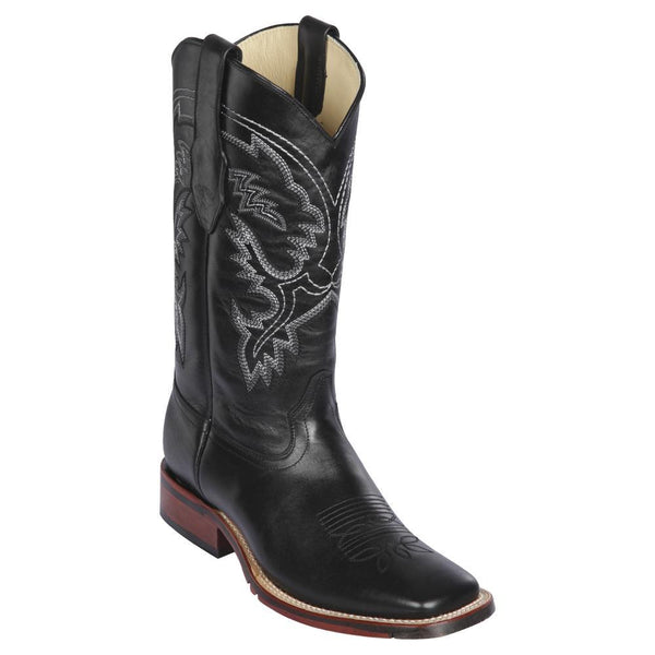 Los Altos Boots Mens #8263805 Wide Square Toe | Genuine Pull Up Leather Boots | Color Black