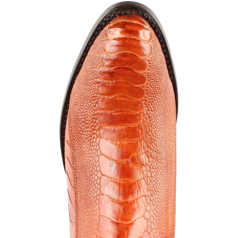 Los Altos Boots Mens #650503 Round Toe | Genuine Ostrich Leg Boots Handmade | Color Cognac