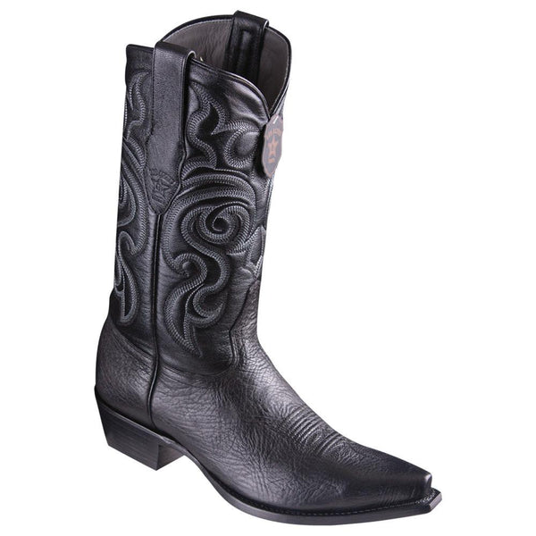 Los Altos Boots Mens #943105 Snip Toe | Genuine Bull Shoulder Leather Boots | Color Black