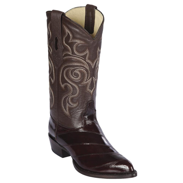 Los Altos Boots Mens #990807 J Toe | Genuine Eel SKin  Boots | Color Brown