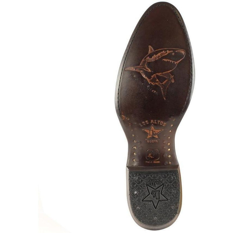 Los Altos Boots Mens #659307 Round Toe | Genuine Sharkskin Boots Handmade | Color Brown