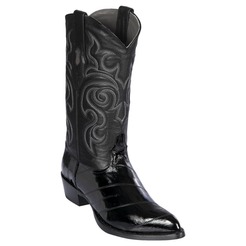 Los Altos Boots Mens #990805 J Toe | Genuine Eel SKin  Boots | Color Black