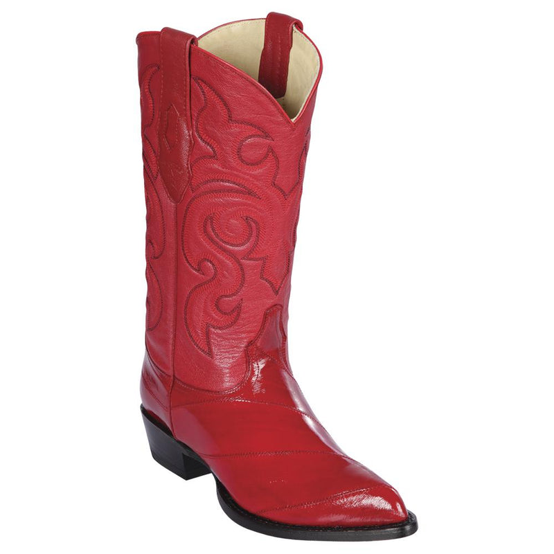 Los Altos Boots Mens #990812 J Toe | Genuine Eel SKin  Boots | Color Red