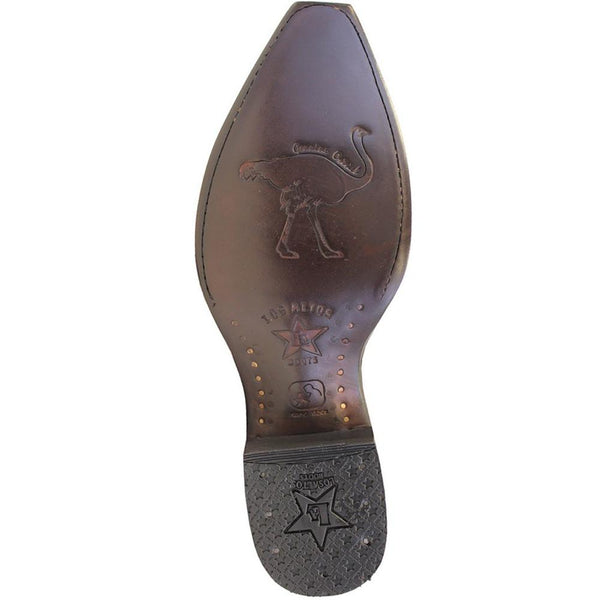 Los Altos Boots Mens #940372 Snip Toe | Genuine Full Quill Ostrich Boots | Color Moka