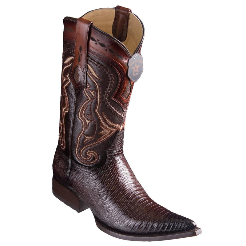 Los Altos Boots Mens #9530716 3X Toe | Genuine Teju Lizard Leather Boots | Color Faded Brown