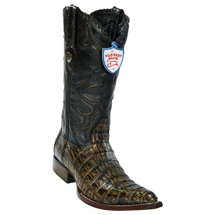 Wild West Boots #2958285 Men's | Color Rustic Brown | Men's Wild West Caiman Belly 3x Toe Boots Handcrafted