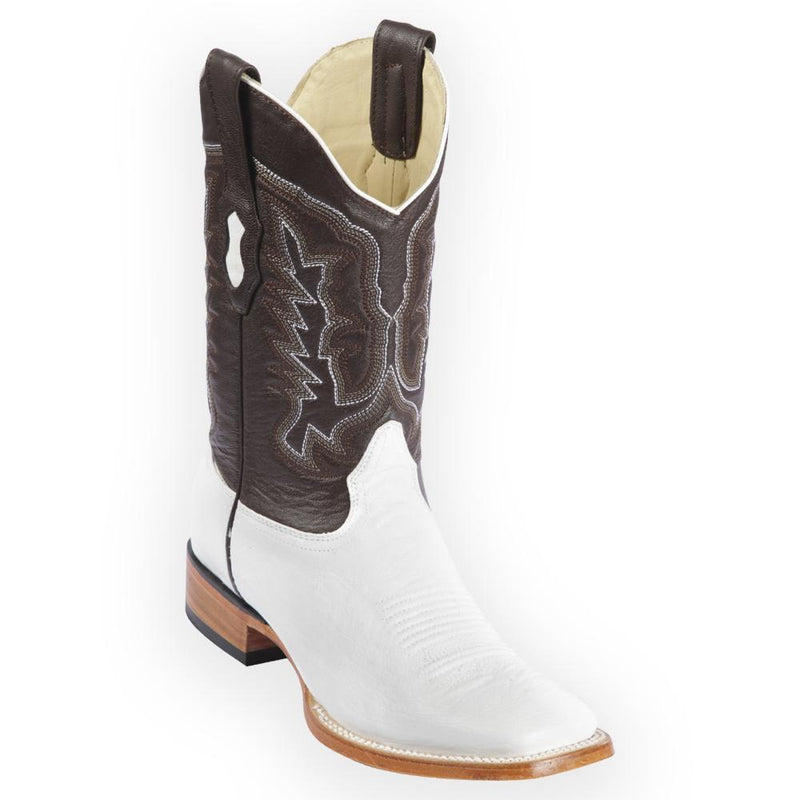 Los Altos Boots Mens #8279728 Wide Square Toe | Genuine Smooth Ostrich Leather Boots | Color White