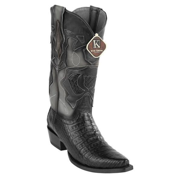 Men's King Exotic Snip Toe Caiman Belly Boots Handcrafted Black (494RD8205)