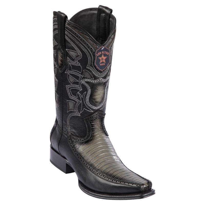 Los Altos Boots Mens #76F0738 European Square Toe | Genuine Lizard With Deer Sides Boots | Color Faded Gray