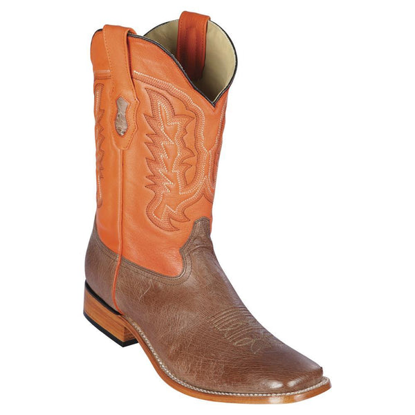 Los Altos Boots Mens #8279772 Wide Square Toe | Genuine Smooth Ostrich Leather Boots | Color Mocha