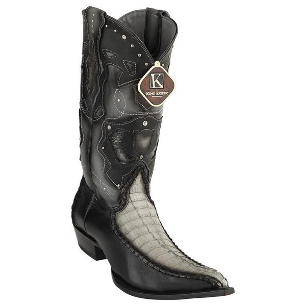 Men's King Exotic Boots Genuine Baby Caiman Tail 3x Toe Burnished Gray (495v20109)