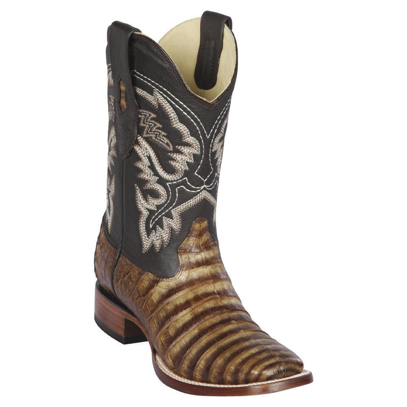 Los Altos Boots Mens #8228283 Wide Square Toe | Genuine Caiman Belly Leather Boots | Color Porto Oryx