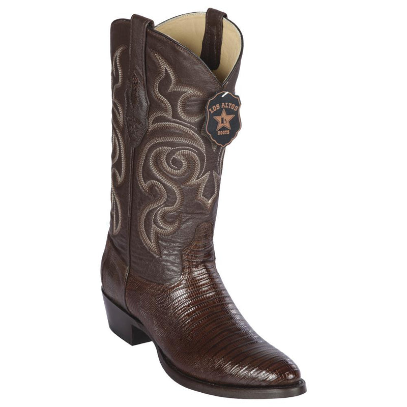 Los Altos Boots Mens #650707 Round Toe | Genuine Teju Lizard Boots Handcrafted | Color Brown