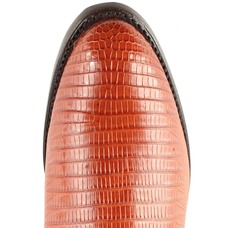 Los Altos Boots Mens #650703 Round Toe | Genuine Teju Lizard Boots Handcrafted | Color Cognac