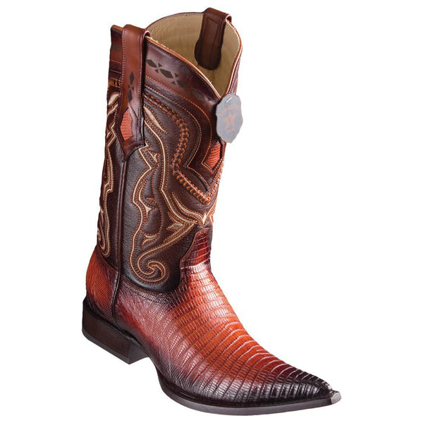 Los Altos Boots Mens #9530757 3X Toe | Genuine Teju Lizard Leather Boots | Color Faded Cognac
