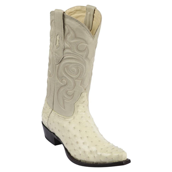 Los Altos Boots Mens #940304 Snip Toe | Genuine Ostrich Boots | Color Winter White