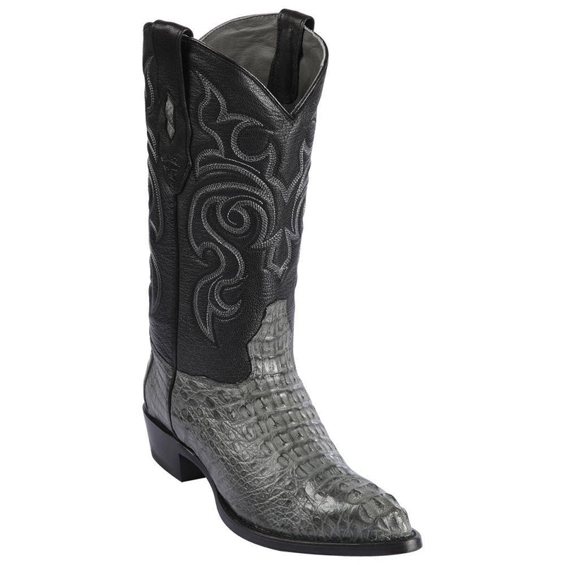 Los Altos Boots Mens #990209 J Toe | Genuine Caiman Hornack Boots | Color Gray