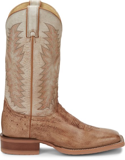 Justin Boots Brect - Antique Brown Smooth Ostrich (JE802)