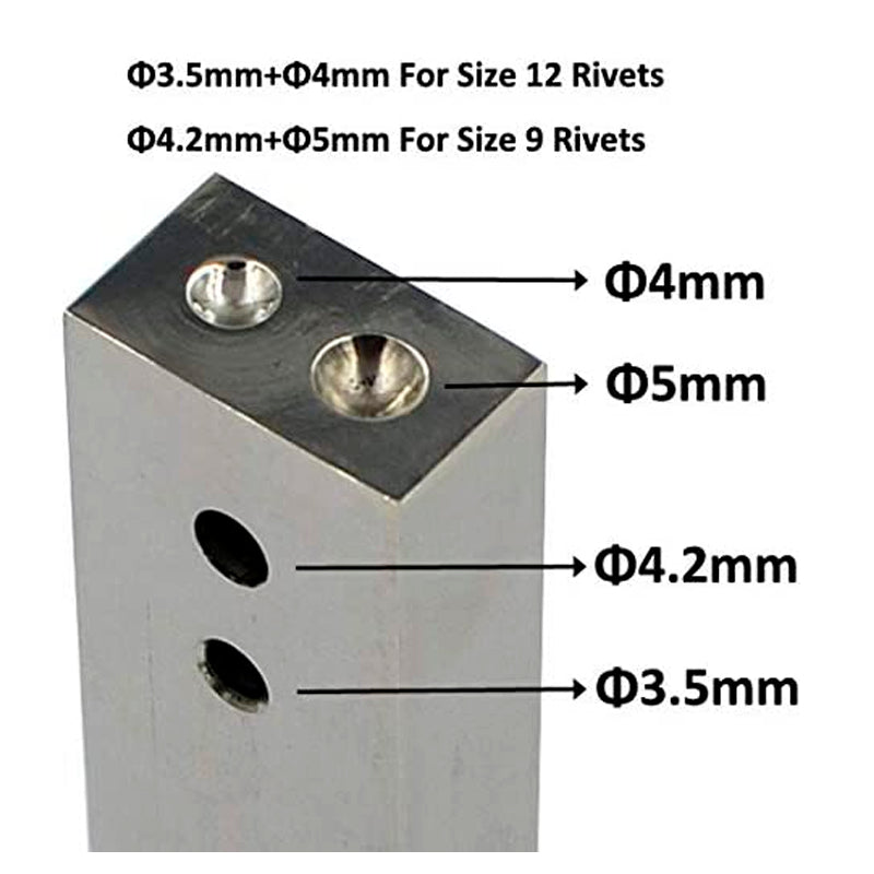 #9 and #12 Burrs Setter Stainless Steel 2 in 1 Size 9 and Size 12 Copper Rivet Fastener Install Setting Tool
