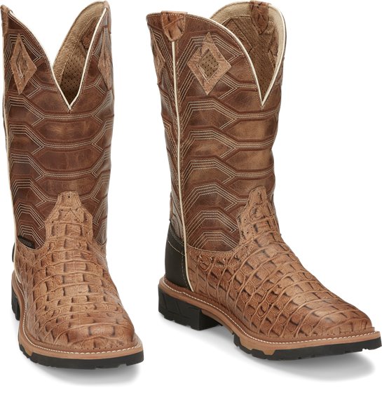 Justin Boots Derrickman - Caramel Croc Print (WK4838)