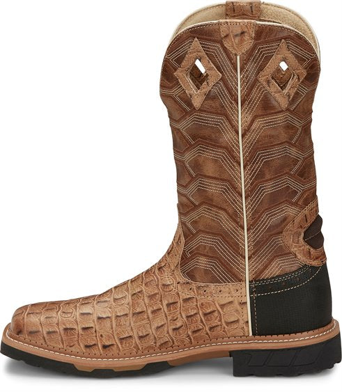 Justin Boots Derrickman - Caramel Croc Print (WK4838)