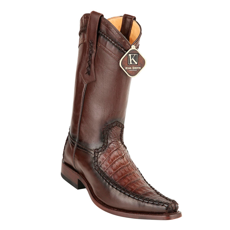 Men's King Exotic Boots Genuine Caiman Belly European Toe Brown (477bd8207)