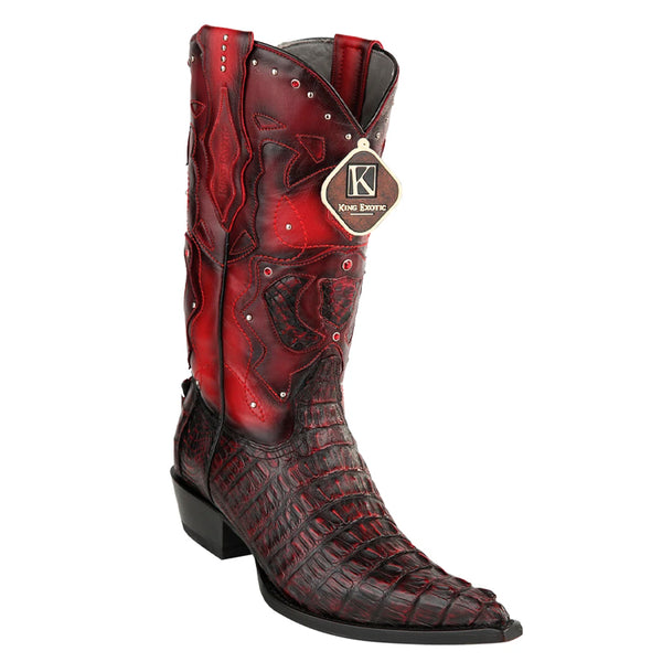 Men's King Exotic Boots Genuine Caiman Tail 3x Toe Black Cherry (495vf0118)