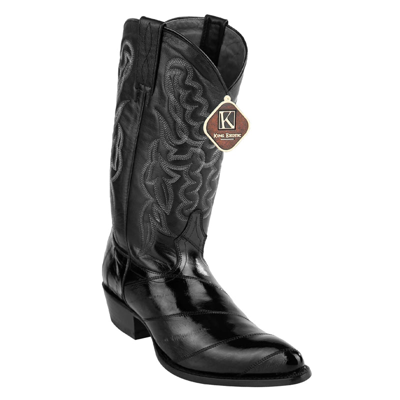 Men's King Exotic Boots Genuine Eel Skin Boots Black (4980805)