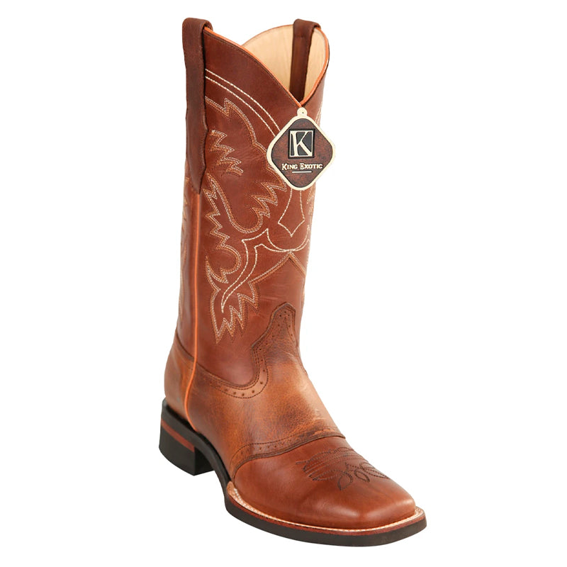 Men's King Exotic Boots Genuine Leather With Saddle Vamp Handcrafted Brown & Honey (48233807)