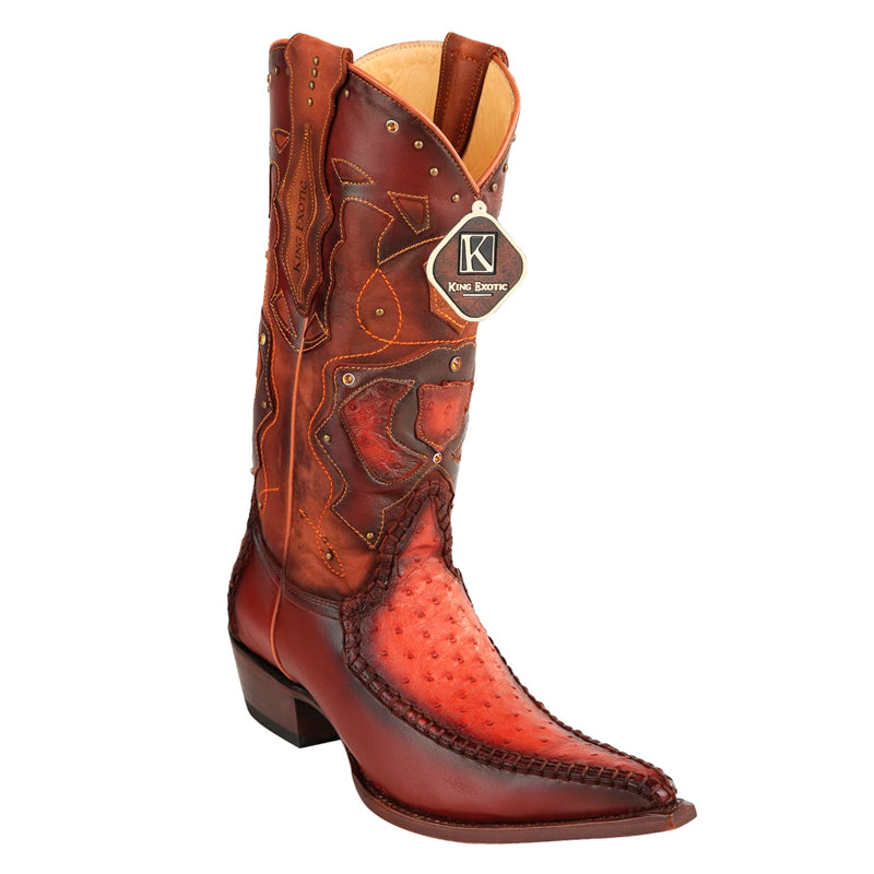 Men's King Exotic Boots Genuine Ostrich 3x Toe Boot - Cognac (495v20303)