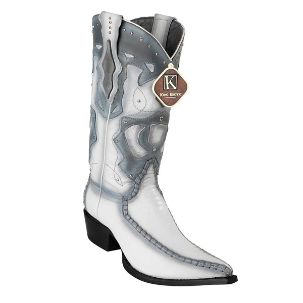 Men's King Exotic Boots Genuine Ostrich Leg 3x Toe Boot - White (495v20528)