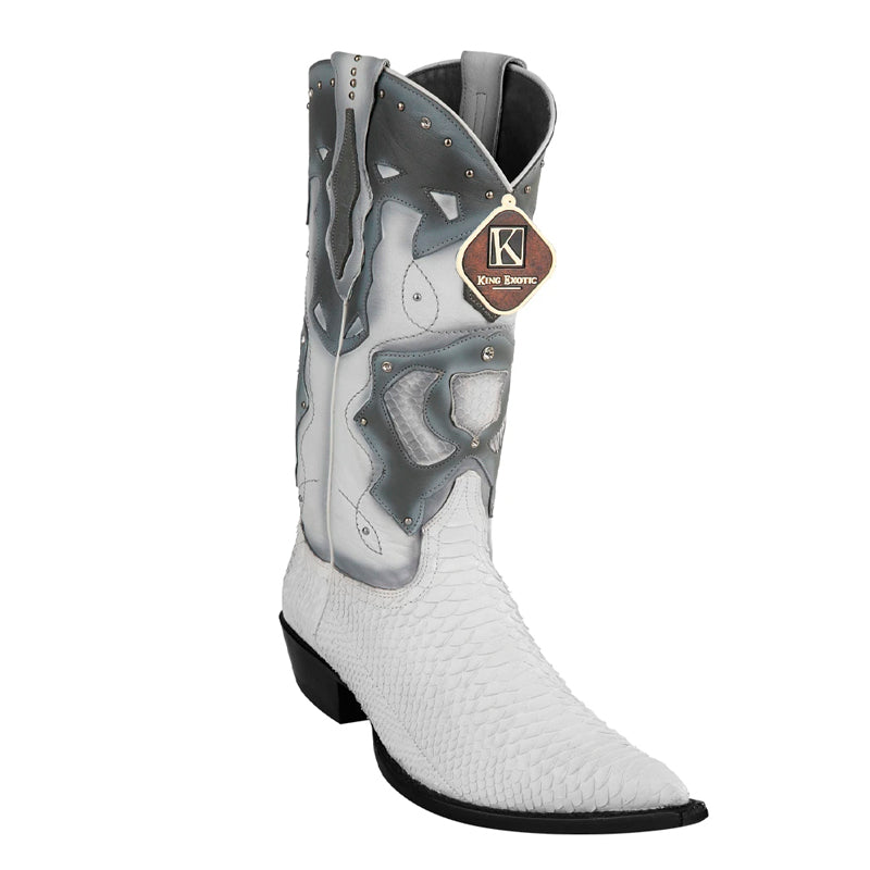 Men's King Exotic Boots Genuine Python 3x Toe White (495vf5728)