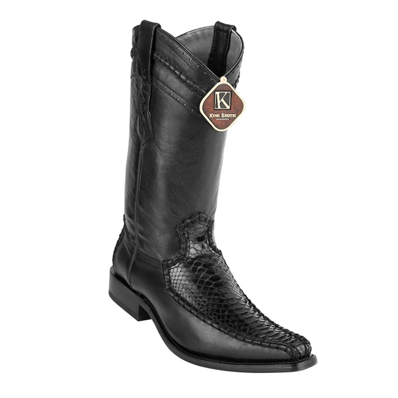 Men's King Exotic Boots Genuine Python European Toe Black (477bd5705)