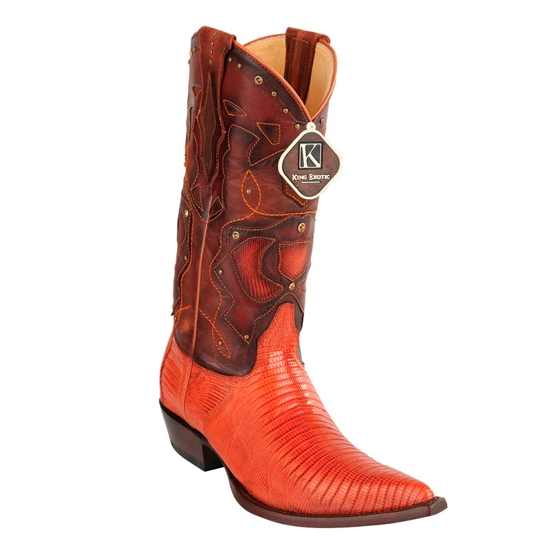 Men's King Exotic Boots Teju Lizard 3x Toe Cognac (495vf0703)