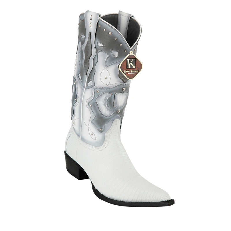 Men's King Exotic Boots Teju Lizard 3x Toe White (495vf0728)