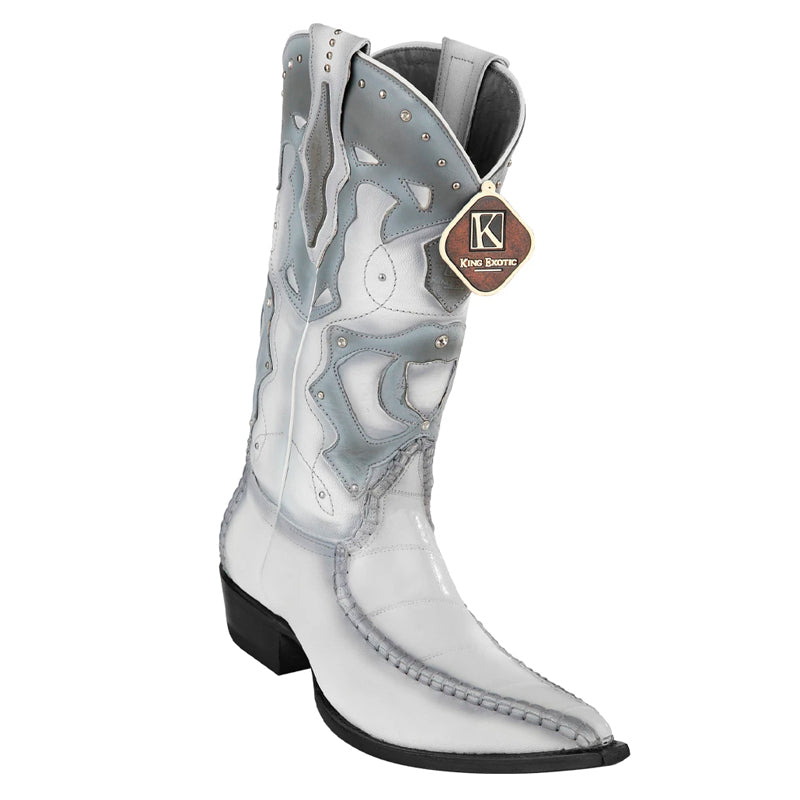 Men's King Exotic Eel Boots 3x Toe Handcrafted White (495v20828)